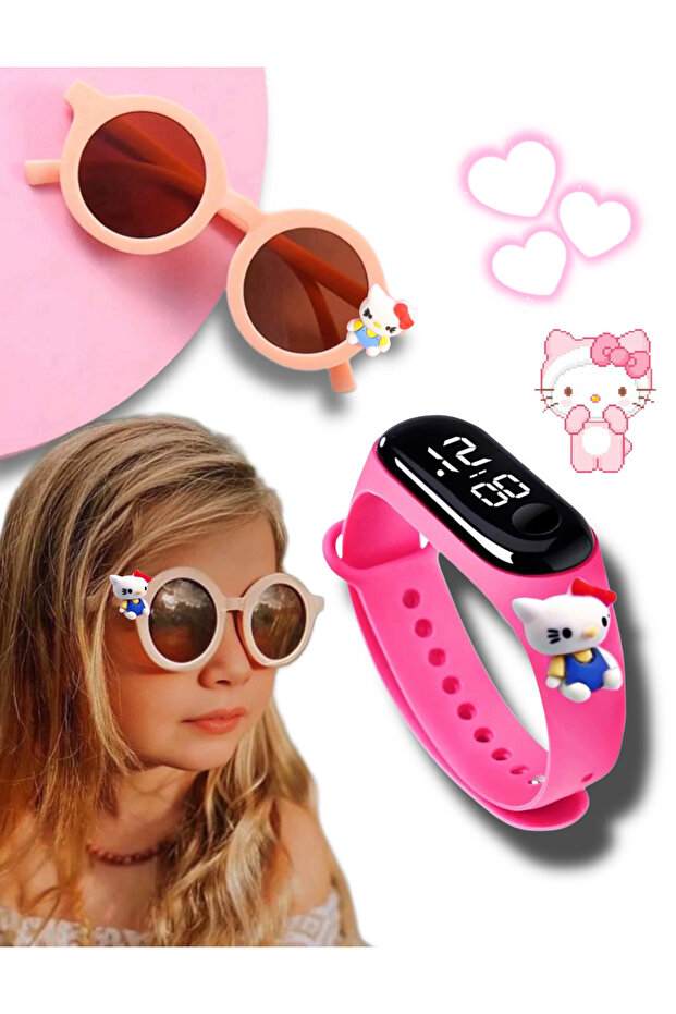1-13 Years Old Cool Kids Set of 2 Sunglasses, Glasses Case and Digital Children's Watch
