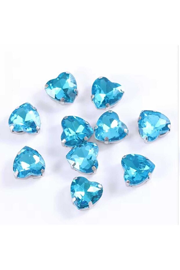 8 mm Case Strut Light Blue Glass Heart Stone 20 Pieces