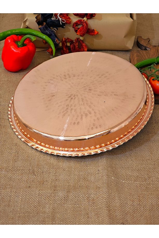 Bakır Büyük Fırın Tepsisi, Baklava Tepsisi 44 cm - 4