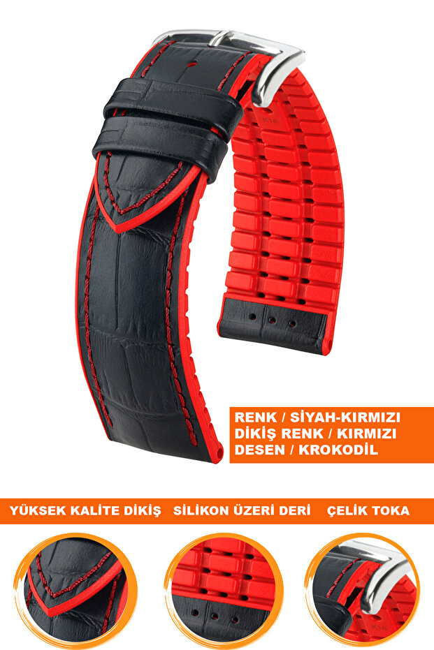 22mm Fossil-Welder-Casio-Seiko-Omega-Armani Watch Compatible Leather Silicone Watch Band Strap Ds22Mm