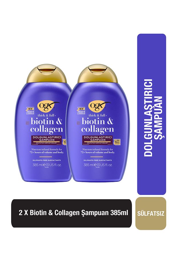Dolgunlaştırıcı Biotin & Collagen Şampuan 385 ml X 2 Adet - 1