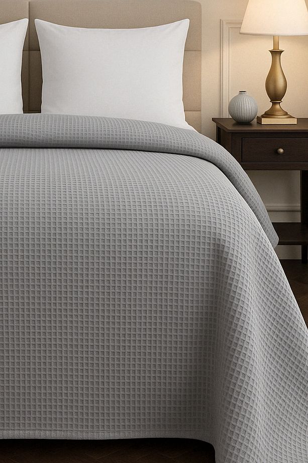 Renkli Gofret Desen Tek Kişilik Pike Yatak Örtüsü Otel Pike 160x230 cm - 1