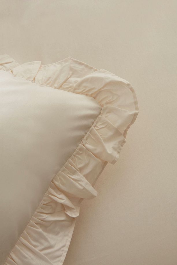 Pure Ruffle %100 Pamuk Tek Kişilik Nevresim Takımı Açık Bej - 5