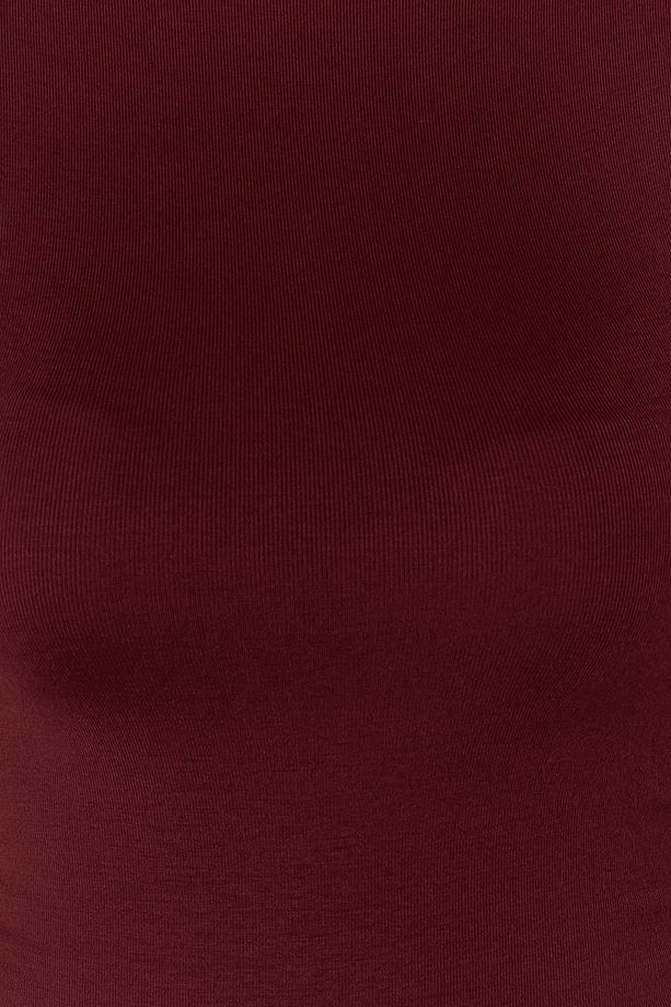 Bordo Dik Yaka Büzgü/Drape Detaylı Fitted/Vücuda Oturan Asimetrik Örme Bluz TWOSS24BZ00534 - 3