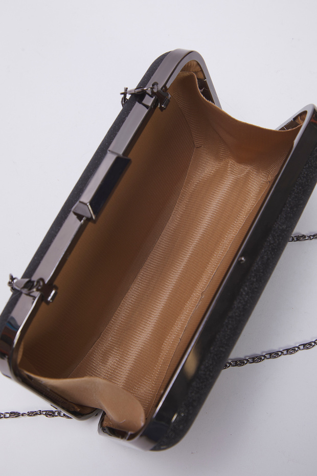 Siyah Simli Abiye Kadın Şık Mini Boy Clutch El Çantası TAKSS25OC00065 - 8