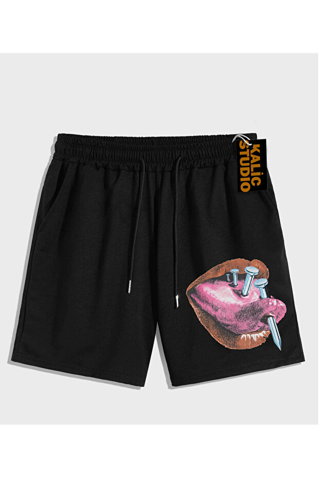 شورت صيفي أسود منقوش للجنسين من Bay Grillz