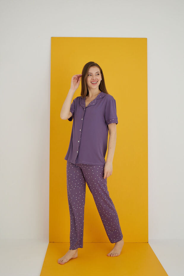 BAMBOO DÜĞMELİ PİJAMA TAKIMI - 2