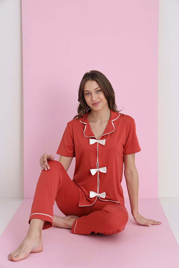 BAMBOO FİYONKLU PİJAMA TAKIMI - 1