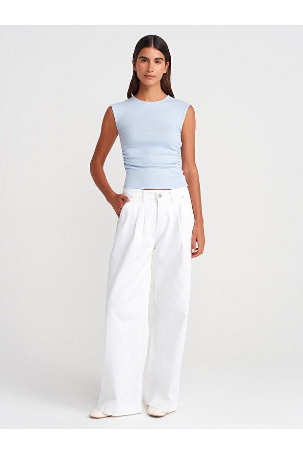 21054 Μπλουζάκι με κορδόνι Basic-Μπλε - 4