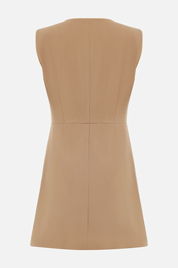 BEJ MİNİ O YAKA ELBİSE - 2