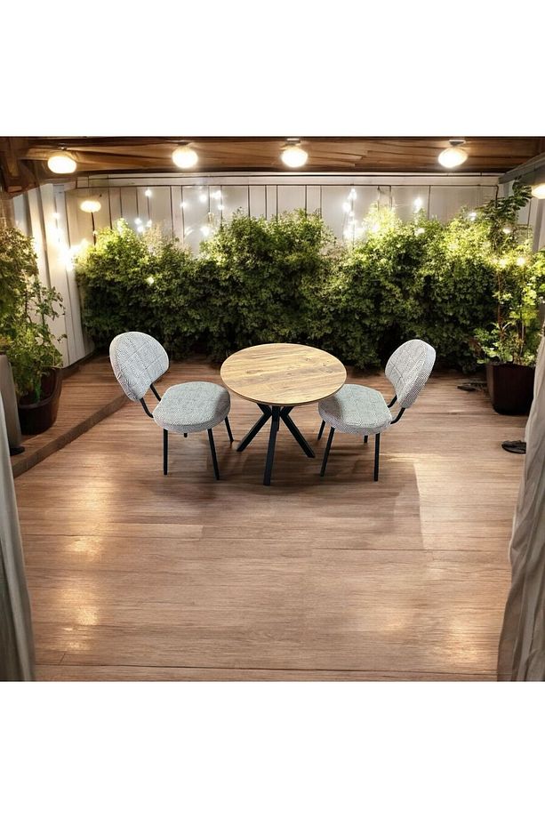 Bambeds Mobilya 70x70 Çam Yuvarlak Balkon Masa Ahtapot Ayak Armut Sandalye 2 Adet - 2