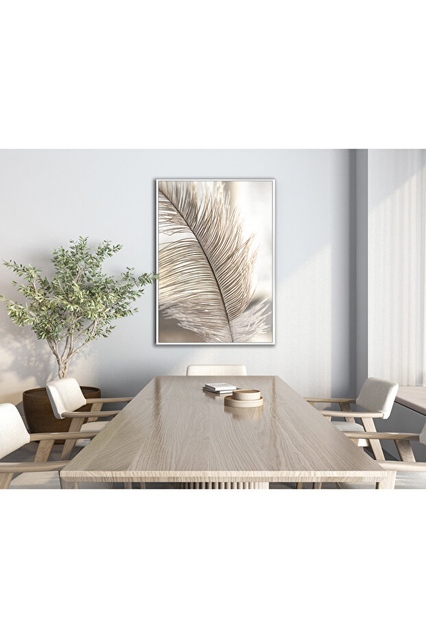 Hari̇kabi̇rev | Soft | Cream Leaf Model | Framed Tempered Glass Table Single Vertical