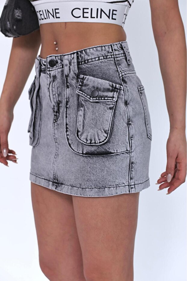 MINI SUKNJA SA DETALJOM PREDNJEG DŽEPA - 4