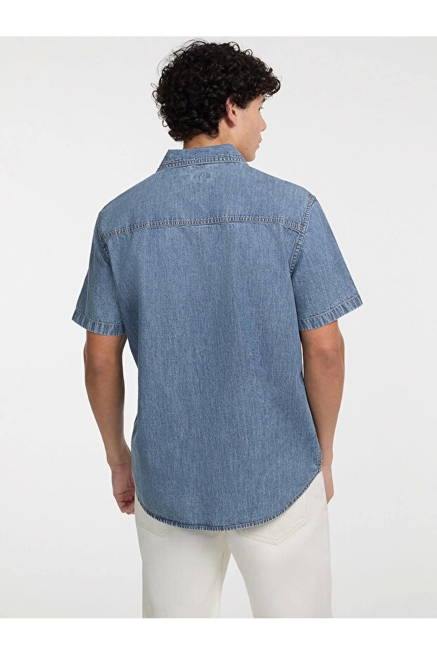 GJ REGULAR SS DENIM SHIRT Erkek Mavi Gömlek M5GH09D5NY2-GJMW - 4
