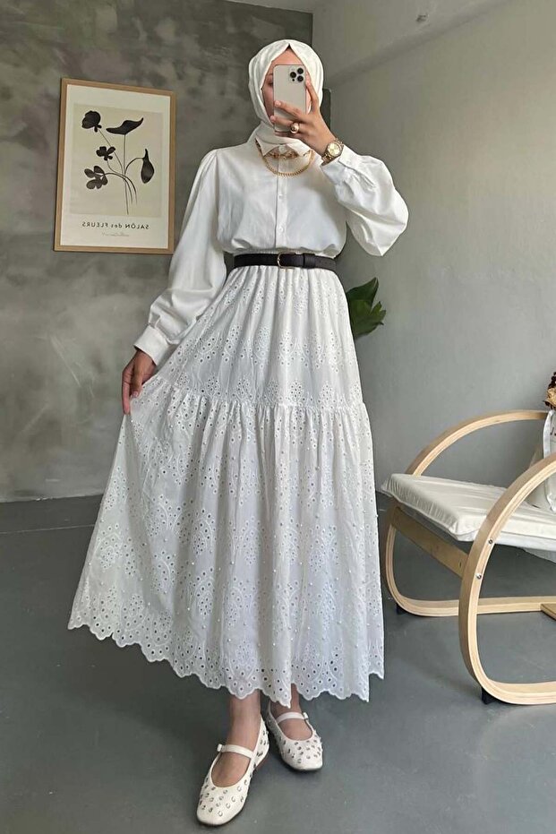 Pearl Brode Skirt White 1395