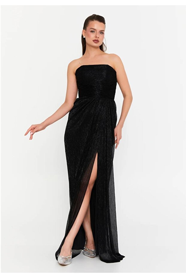 6000STU STRAPTEZ MOONLİGHT SİMLİ TÜL ELBİSE - 1