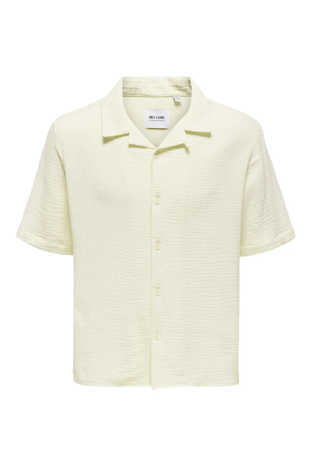 Men's Onskyle Short Sleeve Self Patterned 100% Cotton Shirt 22029217 Cream - 1