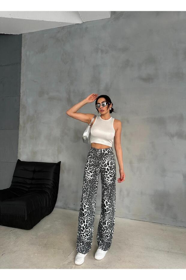 Zeo Basic - Wide Leg Trousers Leopard Pattern - 3