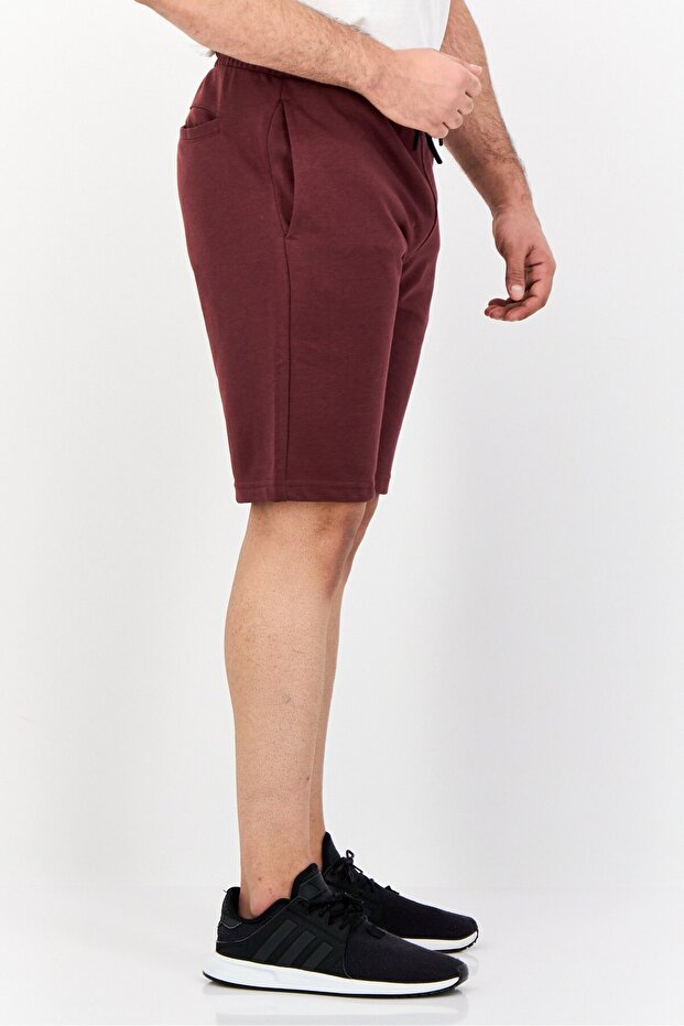 Men Drawstring Brand Logo Basic Shorts, Chocolate Brown - 2