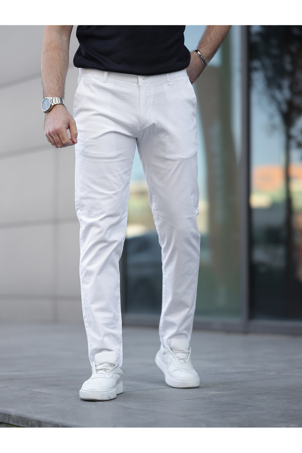 Slim Fit Chino Linen Trousers