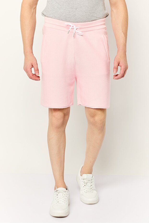 شورت رجالي محبوك أساسي، وردي - 1
