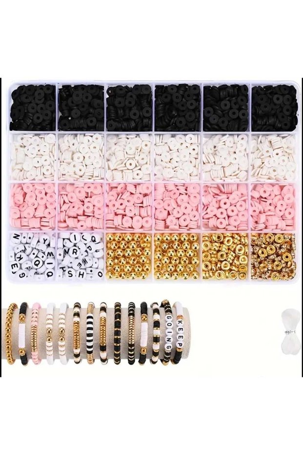 Black White Pinks - Fimo Beads Letter & Apparatus Jewelry Kit 6 Regrets 501 503 505 497 504 506 444-069