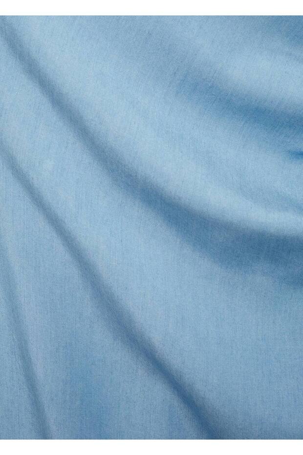 Drape asimetrik lyocell elbise - 8