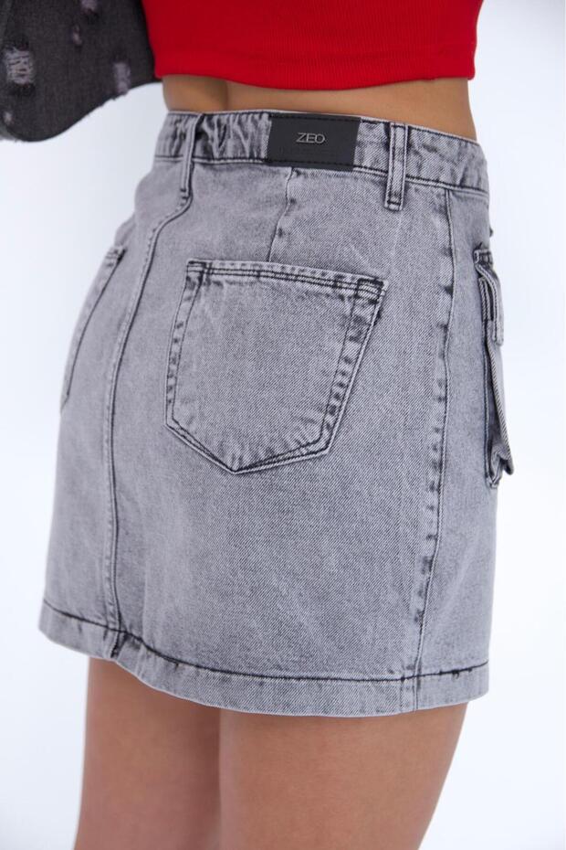 Kargo džep KOMAD SIVE MINI SUKNJE - 7