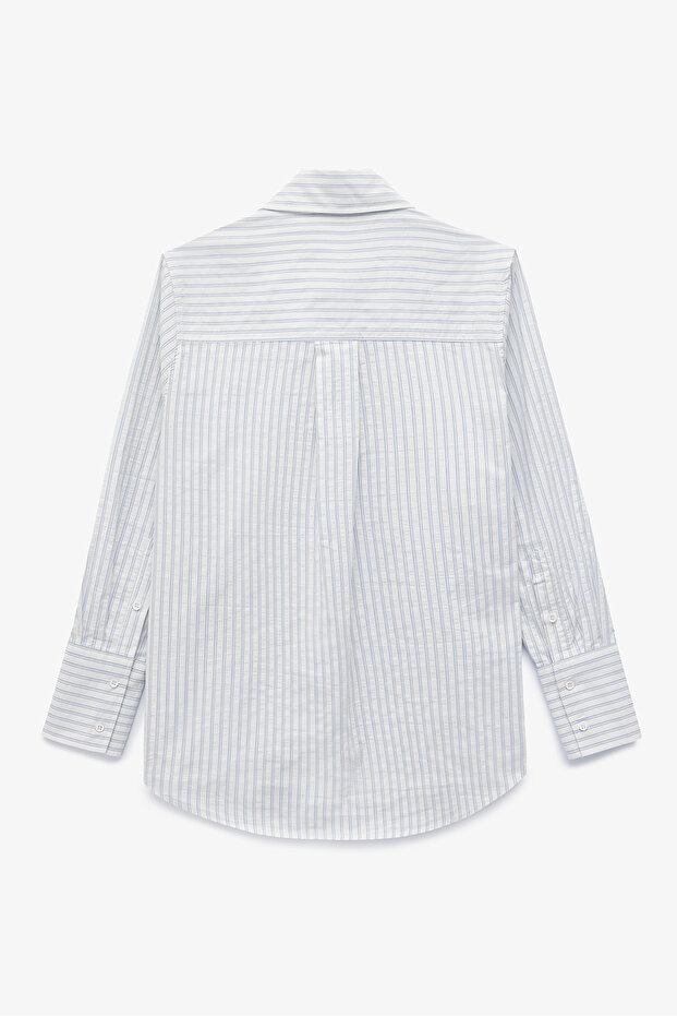 Oversize Çizgili Gömlek - 5