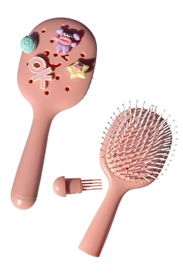 Pink Color Charmlı Hair Combing Brush/Comb