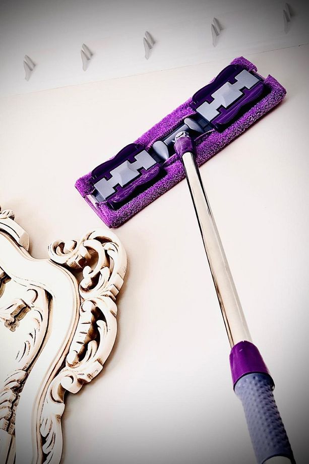 Pratik ve Şık Cam, Fayans, Duvar ve Ahşap Parke Yüzey Temizleyici Mikrofiber Mandallı Mop, Paspas - 5