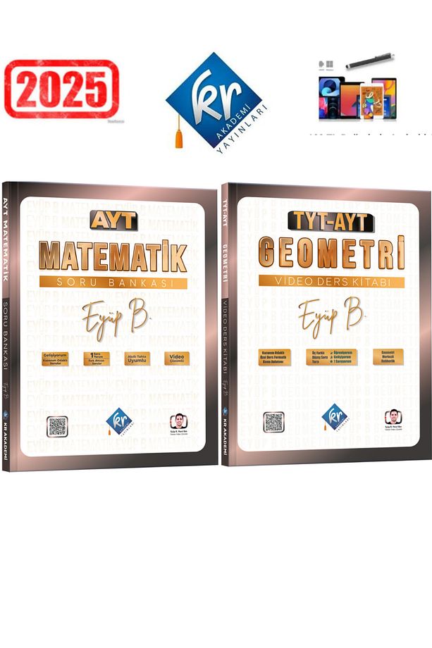 Eyüp B. AYT Matematik Soru Bankası & TYT AYT Geometri Video Ders Kitabı Seti KR +Android Kalem - 2
