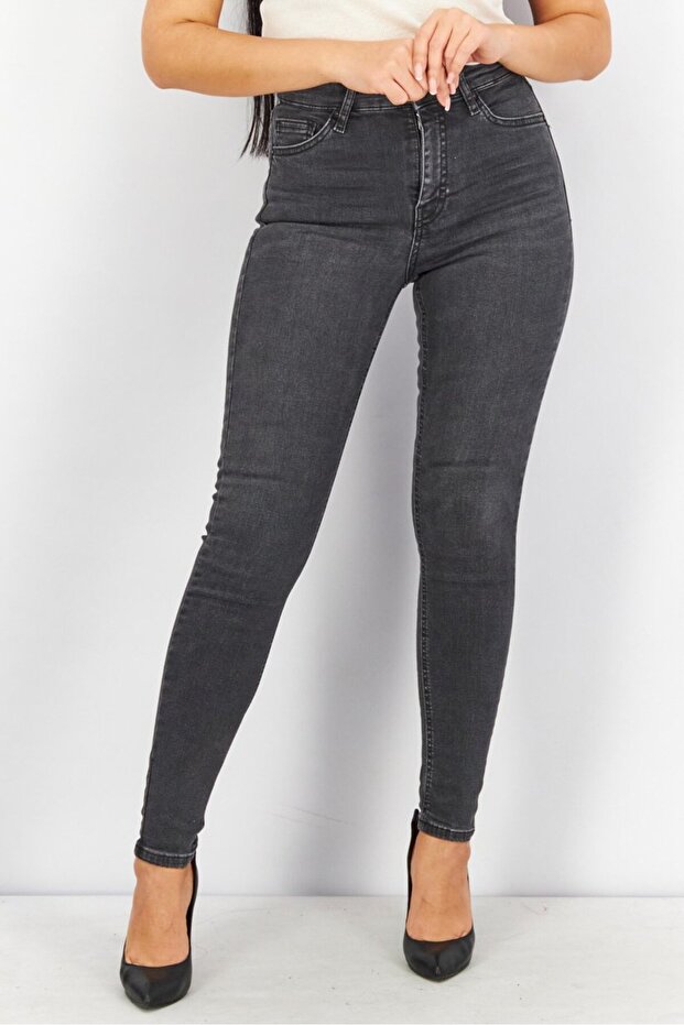 Women Regular Fit Washed Stretchable Denim, Dark Grey