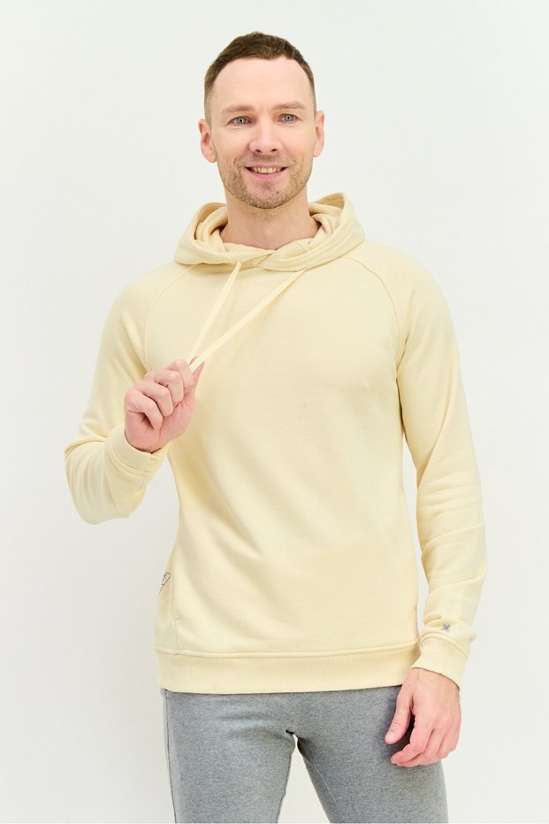Men Sportswear Fit Long Sleeves Training Hoodie, Dark Cream