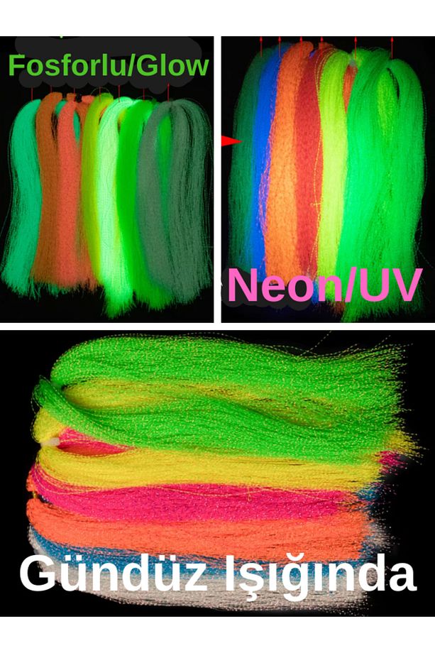 Fosforlu Karanlıkta Parlayan Pembe Glow Luminous in Dark Ultraviyole UV Neon 1 Poşet Çapari Simi - 6