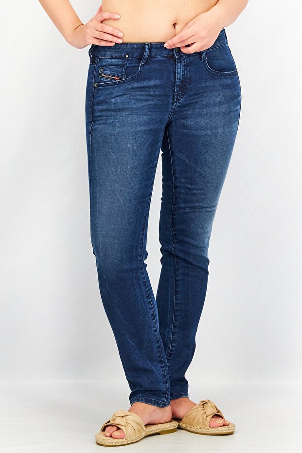 Women Slim Fit Washed Denim Jeans, Blue