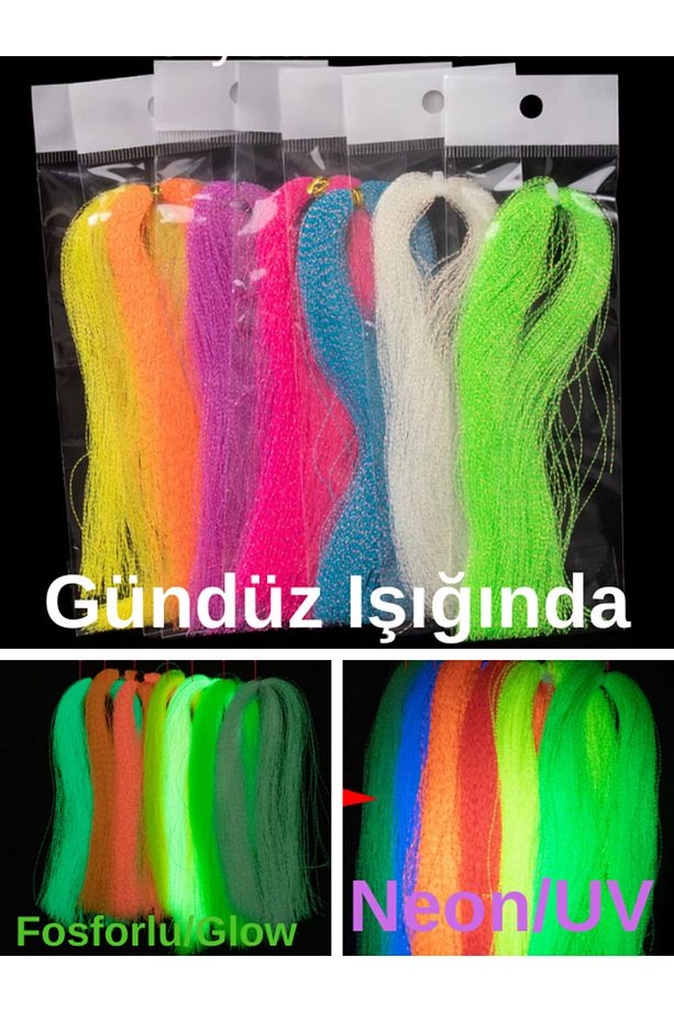 Fosforlu Karanlıkta Parlayan Pembe Glow Luminous in Dark Ultraviyole UV Neon 1 Poşet Çapari Simi - 7