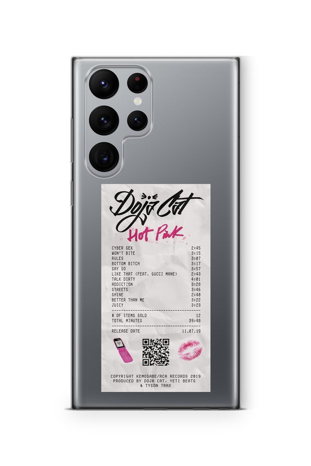 Samsung Galaxy S23 Ultra Compatible Doja Cat Hot Pink Album Plug Design Printed Transparent Case
