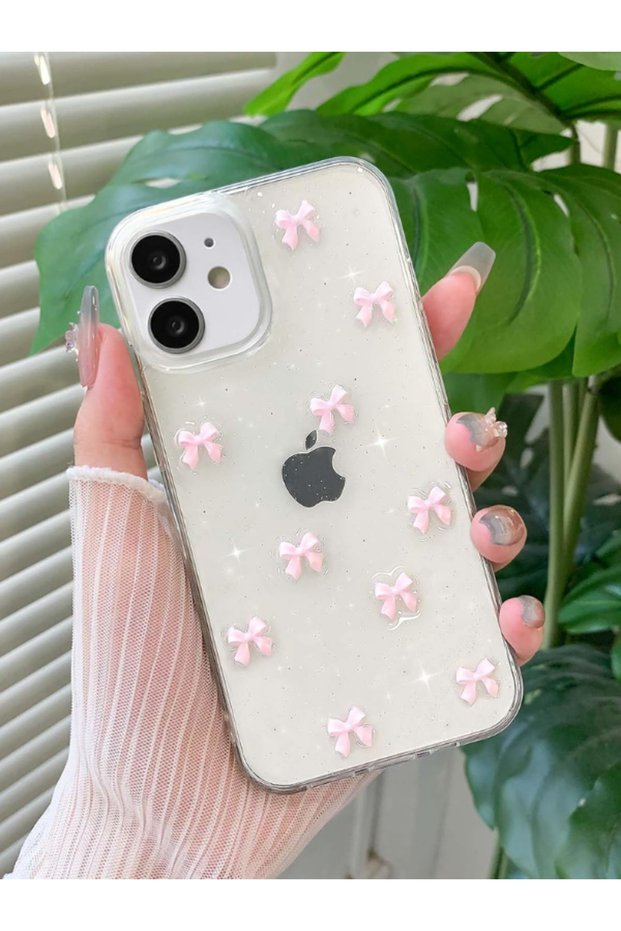 Apple iPhone 11 Compatible Case Pink Bow Shockproof Soft Silicone Cover