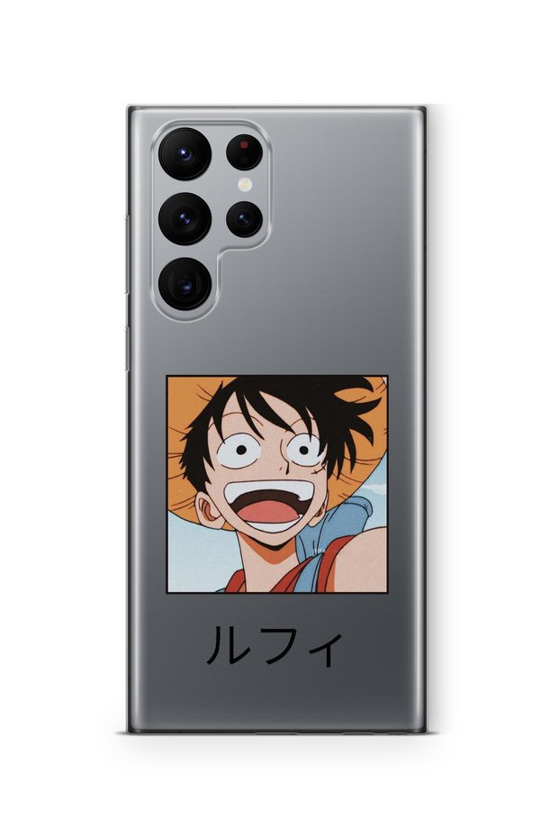 حافظة شفافة مطبوعة بتصميم One Piece D. Luffy متوافقة مع هاتف Samsung Galaxy S22 Ultra