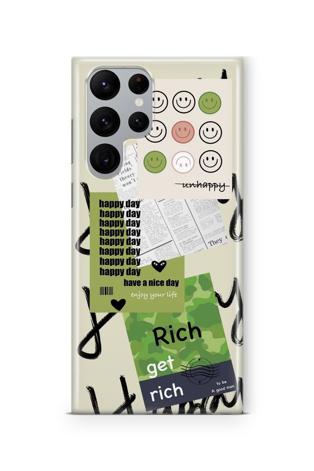Samsung Galaxy S23 Ultra Compatible Get Rich Design Printed Transparent Case
