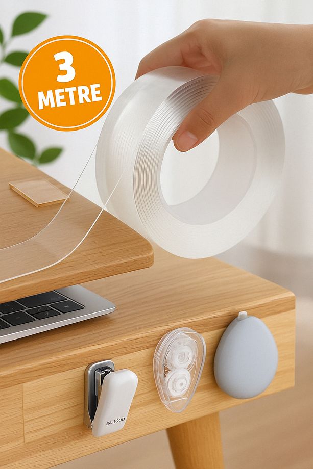 3 Metre Yüksek Mukavemetli Çift Taraflı Doku Bandı Bant Nano Teknolojili - 1