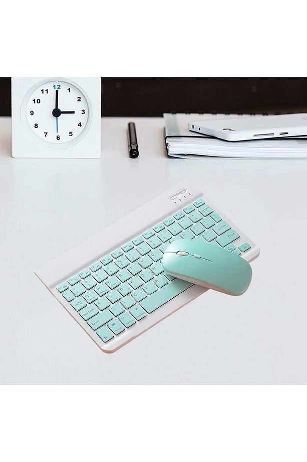 Tüm Cihazlara Uyumlu Akıllı Taşınabilir Şarj Edilebilir Kablosuz Bluetooth Klavye Mause - 7