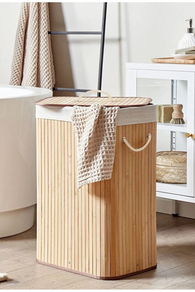 Bamboo Dirty Laundry Basket Rectangular - 1