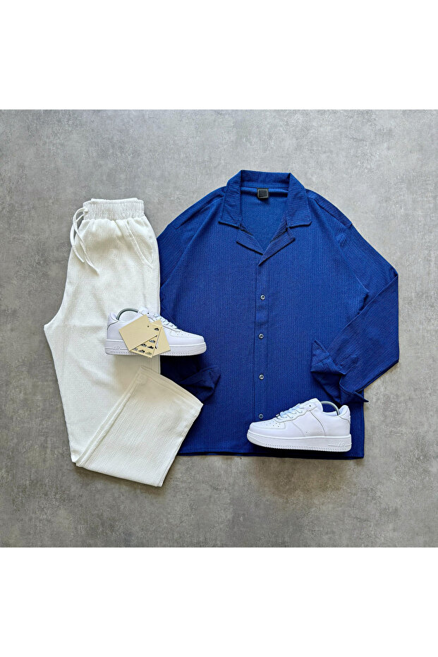 2-Piece Combination Shirt and Trousers Alas Wrinkled Fabric