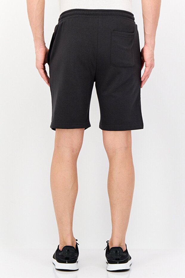Men Drawstring Brand Logo Basic Shorts, Dark Grey - 3