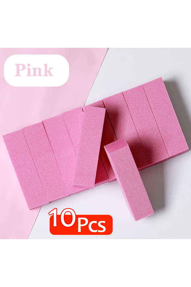 10PCs Pink Buffing Sanding Files Block Pedicure Manicure Care Sponge Nail Art Buffer Grindig Polishi