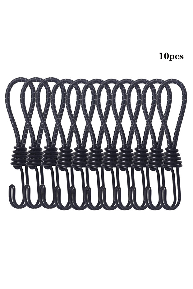 10PcsBlack 5/10Pcs Tent Elastic Rope Cord Hook Versatile Outdoor Camping Canopy Tarp Tent Fixing Cor