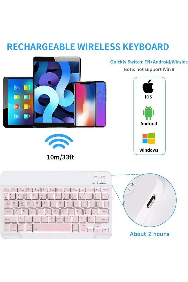 Bl30 Bluetooth 10 Inç Ios Windows Android Uyumlu Kablosuz Klavye - Türkçe - Şarjlı-sessiz M - 3
