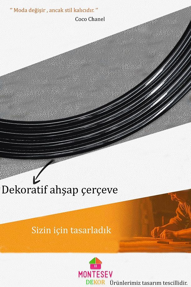 Zümrüt Ahşap Siyah Dekoratif Ayna Yuvarlak Ayna Işlemeli Duvar Aynası Tekli - 43 Cm - 7